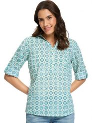 WITT WEIDEN Bluzka w kolorze turkusowo-białym rozmiar: 48. Białe bluzki WITT WEIDEN, bez wzorów, z bawełny, bez kołnierzyka, bez ramiączek. Za 60.99 zł.