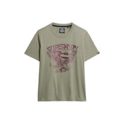 Koszulka damska Superdry American Eagle. Zielone koszulki sportowe Superdry, bez wzorów, z bawełny, bez ramiączek. Za 147.75 zł.