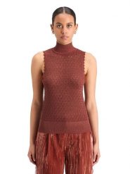 Scotch & Soda Top w kolorze bordowym rozmiar: S. Czerwone topy Scotch & Soda, s, bez wzorów, bez kołnierzyka, bez ramiączek. Za 135.49 zł.