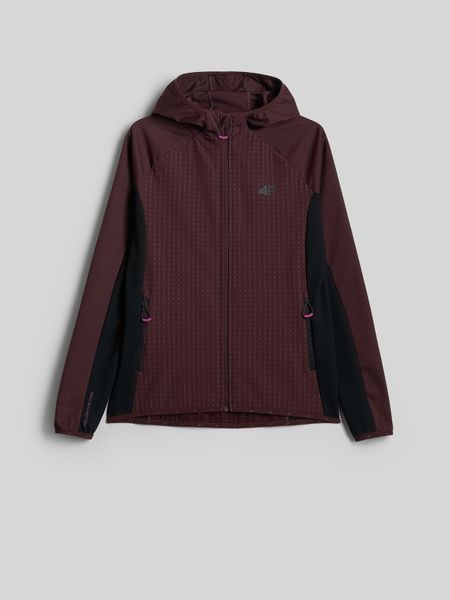 4F Kurtka softshell wiatroodporna damska - brązowa M. Brązowe kurtki sportowe 4f, m, bez wzorów, z materiału, bez kaptura, trekkingowe. Za 249.99 zł.