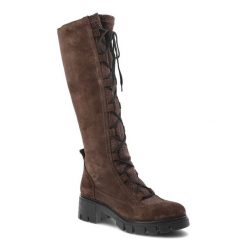 Brązowe Kozaki Simen Eleganckie Wysoki Buty Damskie. Brązowe kozaki Simen, bez obcasa, bez zapięcia. Za 619.00 zł.