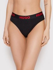 Hugo Stringi Thong Sporty Logo 50469651 Czarny. Czarne stringi Hugo, bez wzorów, z bawełny. Za 89.99 zł.