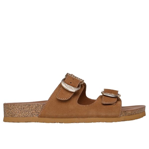 Sandały damskie Skechers Boho Clic Arch fit. Brązowe sandały Skechers, bez wzorów, z materiału, boho, bez obcasa, bez zapięcia. Za 328.50 zł.