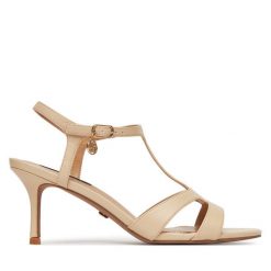 Sandały Nine West. Brązowe sandały Nine West, bez wzorów, bez obcasa, na szpilce, bez zapięcia. Za 229.99 zł.