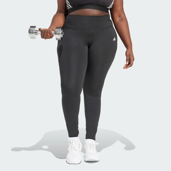Legginsy Optime Essentials Stash Pocket Full-Length (Plus Size). Czarne legginsy Adidas, plus size, bez wzorów, z elastanu, na fitness i siłownię. Za 199.00 zł.