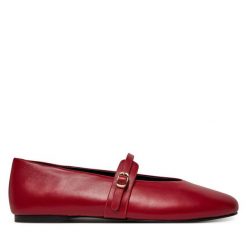 Baleriny Steve Madden. Czerwone baleriny Steve Madden, bez wzorów, bez obcasa. Za 459.99 zł.