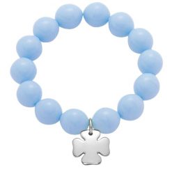 Bransoletka kryształowe kulki z posrebrzaną koniczyną. Niebieskie bransoletki Lilou, posrebrzane. Za 144.00 zł.