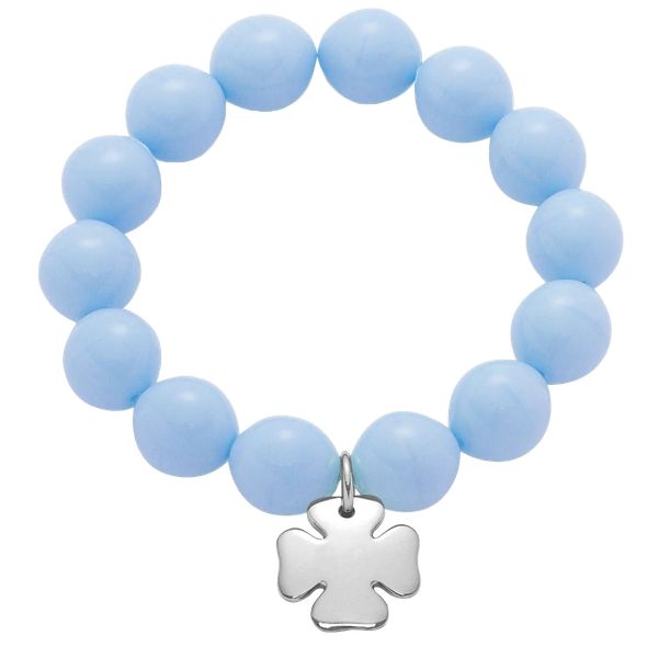 Bransoletka kryształowe kulki z posrebrzaną koniczyną. Niebieskie bransoletki Lilou, posrebrzane. Za 144.00 zł.