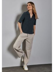 Street One Koszulka polo w kolorze ciemnozielonym rozmiar: 38. Zielone koszulki polo Street One, bez wzorów, bez kołnierzyka, bez ramiączek. Za 149.66 zł.