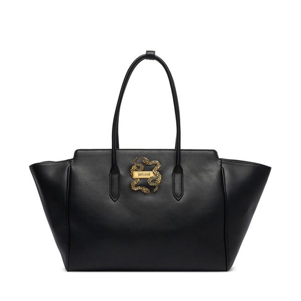 Torebka Just Cavalli. Czarne shopper Just Cavalli, bez wzorów, bez dodatków. Za 939.99 zł.