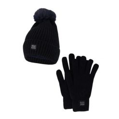 Damski Zimowy Zestaw Termiczny - Czapka + Rękawiczki - Granatowy. Niebieskie czapki HEAT KEEPER, bez wzorów, z poliesteru. W wyprzedaży za 134.32 zł.