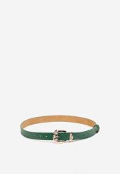 Zielony Tłoczony Pasek z Metaliczną Klamrą Citanea. Zielone paski Renee, bez wzorów, z jeansu, eleganckie. Za 24.99 zł.