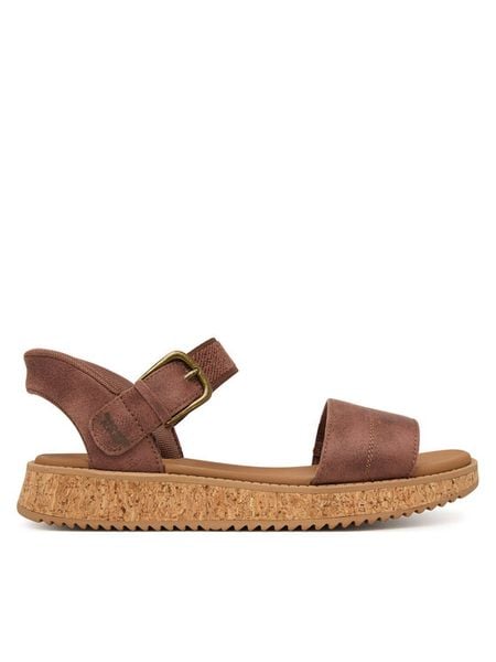 Skechers Sandały Bobs Sun Vibe 114423/CHOC Brązowy. Brązowe sandały Skechers, bez wzorów, ze skóry, bez obcasa, na płaskiej podeszwie, bez zapięcia. Za 247.99 zł.
