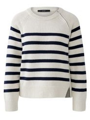 Oui Sweter w kolorze biało-granatowym rozmiar: 44. Białe swetry Oui, bez wzorów, z bawełny, bez ramiączek. Za 208.99 zł.