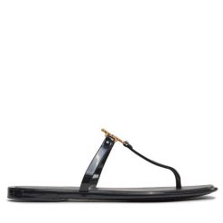 Japonki Tory Burch. Czarne klapki Tory Burch, bez wzorów, bez obcasa. Za 430.99 zł.