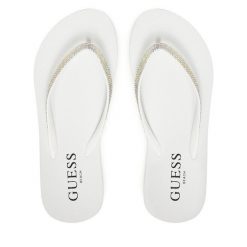 Japonki Guess. Białe klapki Guess, z aplikacjami, bez obcasa. Za 119.99 zł.