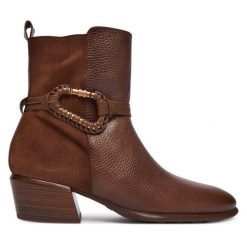 Botki Hispanitas. Brązowe botki Hispanitas, bez wzorów, bez obcasa, na słupku, bez zapięcia. Za 749.99 zł.