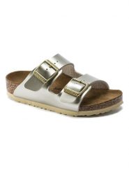 Birkenstock Klapki "Arizona" w kolorze złotym rozmiar: 39. Żółte klapki Birkenstock, bez wzorów, z otwartym noskiem, bez obcasa. Za 383.45 zł.