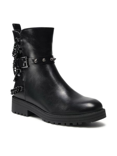 DeeZee Botki WS2978-23 Czarny. Czarne botki DeeZee, bez wzorów, ze skóry, bez obcasa, na płaskiej podeszwie, bez zapięcia. Za 139.99 zł.