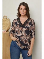 Curvy Lady Bluzka w kolorze czarnym ze wzorem rozmiar: 40/42. Czarne bluzki Curvy Lady, bez wzorów, z koronki, klasyczne, bez kołnierzyka, bez ramiączek. Za 123.82 zł.