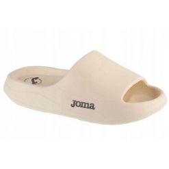 Klapki Damskie Logo. Czarne klapki Joma, bez wzorów, z materiału, z otwartym noskiem, bez obcasa, na obcasie. Za 139.99 zł.