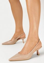 Ciemnobeżowe Sandały na Niskim Obcasie Nunziata. Brązowe sandały Born2be, bez wzorów, eleganckie, bez obcasa, na obcasie, bez zapięcia. Za 84.99 zł.