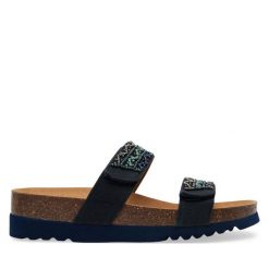 Klapki Scholl. Niebieskie klapki Scholl, bez wzorów, bez obcasa. Za 269.99 zł.