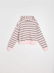 Bluza oversize z bawełną w paski - wielobarwny. Bluzy Sinsay, l, bez wzorów, z bawełny, bez kaptura. Za 59.99 zł.
