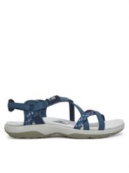 Skechers Sandały 40955 NVY Granatowy. Niebieskie sandały Skechers, bez wzorów, ze skóry, bez obcasa, na płaskiej podeszwie, bez zapięcia. Za 239.99 zł.