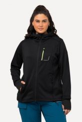 Damskie Bluza HYPRAR odblaskowy nadruk kaptur otwór na kciuk. Czarne bluzy Ulla Popken, plus size, bez wzorów, z elastanu, bez kaptura. Za 389.99 zł.