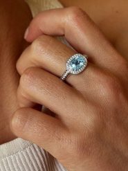 Les Petites Précieuses Srebrny pierścionek z kamieniami szlachetnymi rozmiar: 54. Niebieskie pierścionki Les Petites Précieuses, z cyrkonią, srebrne. Za 257.92 zł.