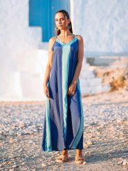 Isla Bonita by SIGRIS Sukienka w kolorze turkusowo-czarnym rozmiar: XL. Czarne sukienki Isla Bonita by SIGRIS, na co dzień, xl, bez wzorów, z bawełny, bez kołnierzyka, bez ramiączek, maxi, proste. Za 132.05 zł.