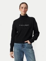 Calvin Klein Jeans Golf LV047H329G Czarny Regular Fit. Czarne golfy Calvin Klein Jeans, m, bez wzorów, z bawełny, bez ramiączek. Za 449.99 zł.
