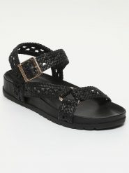 Les BAGATELLES Skórzane sandały "Menuca" w kolorze czarnym rozmiar: 40. Czarne sandały Les BAGATELLES, bez wzorów, klasyczne, z otwartym noskiem, bez obcasa, bez zapięcia. Za 180.91 zł.