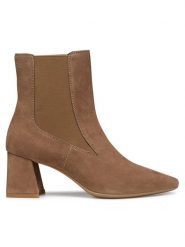 Geox Botki D Giselda D36VCC 00021 C6372 Brązowy. Brązowe botki Geox, bez wzorów, z materiału, bez obcasa, na słupku, bez zapięcia. Za 719.99 zł.