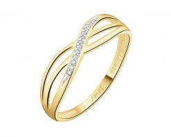 Pierścionek z żółtego złota z diamentami - 0,02 ct - próba 375. Żółte pierścionki Apart, z diamentem, złote. Za 999.00 zł.