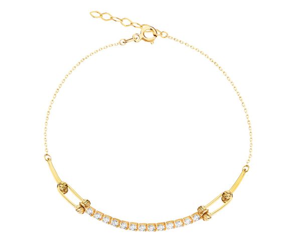 Złota bransoletka z cyrkoniami, ankier. Żółte bransoletki Apart, z cyrkonią, złote. Za 949.00 zł.