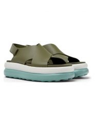 Camper Skórzane sandały "Pelotas Flota" w kolorze kahki na obcasie rozmiar: 38. Brązowe sandały Camper, bez wzorów, z otwartym noskiem, bez obcasa, na koturnie, bez zapięcia. Za 282.99 zł.