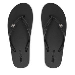 Japonki Juicy Couture. Czarne klapki Juicy Couture, bez wzorów, bez obcasa. Za 69.99 zł.