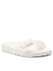 Birkenstock Klapki Madrid EVA 0128183 Biały. Białe klapki Birkenstock, bez wzorów, z tworzywa sztucznego, bez obcasa. Za 129.99 zł.