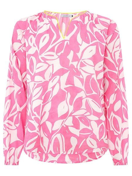 Zwillingsherz Bluzka "Leaves" w kolorze biało-jasnoróżowym rozmiar: S/M. Białe bluzki Zwillingsherz, m, bez wzorów, z wiskozy, bez kołnierzyka, bez ramiączek. Za 113.90 zł.