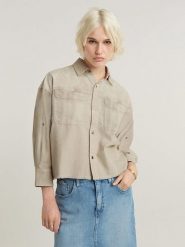 G-Star Bluzka w kolorze beżowym rozmiar: L. Brązowe bluzki G-Star, l, bez wzorów, z bawełny, retro, bez kołnierzyka, bez ramiączek. Za 193.24 zł.
