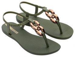 Sandały Ipanema Class Connect Ii Fem Damskie. Zielone sandały Ipanema, bez wzorów, z materiału, eleganckie, bez obcasa, bez zapięcia. Za 129.99 zł.