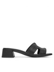 JENNY Klapki R255SS00541 Czarny. Czarne klapki Jenny, bez wzorów, z materiału, bez obcasa. Za 129.99 zł.