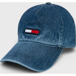 Tommy Hilfiger - Czapka. Niebieskie czapki TOMMY HILFIGER, bez wzorów, z bawełny. W wyprzedaży za 79.90 zł.