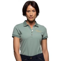 Damskie jeździeckie polo Flags&Cup Rosalia. Niebieskie koszulki polo FLAGS&CUP, s, bez wzorów, z poliesteru, bez kołnierzyka, bez ramiączek. Za 229.50 zł.