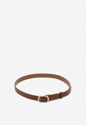 Brązowy Pasek z Zaokrągloną Klamrą Volressa. Brązowe paski Born2be, bez wzorów, z jeansu, eleganckie. Za 19.99 zł.