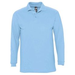 Koszulka Polo Z Długim Rękawem Dla Dorosłych Unisex Winter II. Niebieskie bluzki SOL'S, s, bez wzorów, casualowe, bez kołnierzyka, bez ramiączek. Za 107.99 zł.