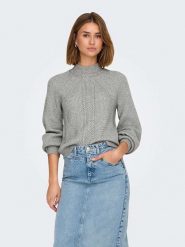 ONLY Sweter w kolorze szarym rozmiar: L. Szare swetry Only, l, bez wzorów, ze splotem, bez ramiączek. Za 74.63 zł.