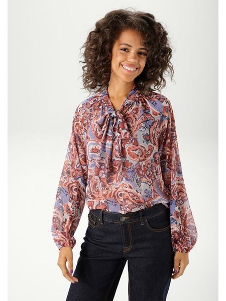 Aniston Bluzka w kolorze czerwono-niebieskim rozmiar: 40. Czerwone bluzki Aniston, bez wzorów, bez kołnierzyka, bez ramiączek. Za 65.38 zł.